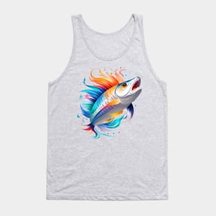 Crazy Fish In Watercolor Style - Ai Art Tank Top